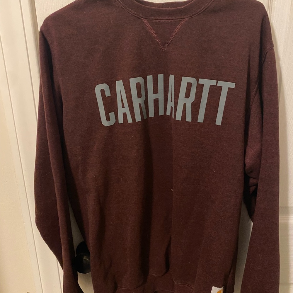 Carhartt Men’s Maroon Crewneck Sweatshirt with Light Gray Logo